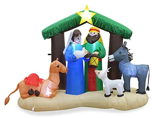 Winter Wonder Lane Aufblasbare LED-Krippe, 1,8 m