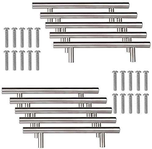 Vegena 10 tiradores para muebles, de acero inoxidable, para cocina, armarios o cajones, distancia entre ejes: 96 mm, para armarios, puertas de armario
