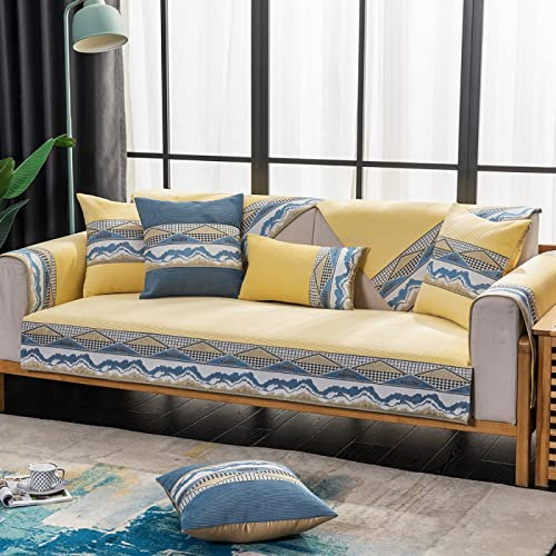 Sofa Garnituren Gästezimmer,Warme Sofakissenbezug,rutschfeste Sofabezüge im chinesischen Stil,Schildbezug für Stoff-/Ledercouch,Gelb,70*120cm