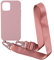 2NDSPRlNG Coque avec Collier Compatible avec iPhone 12/12 Pro 6.1,Tour de Cou Lanière en Corde Pendentif Housse Silicone Souple Case,Rose Gold