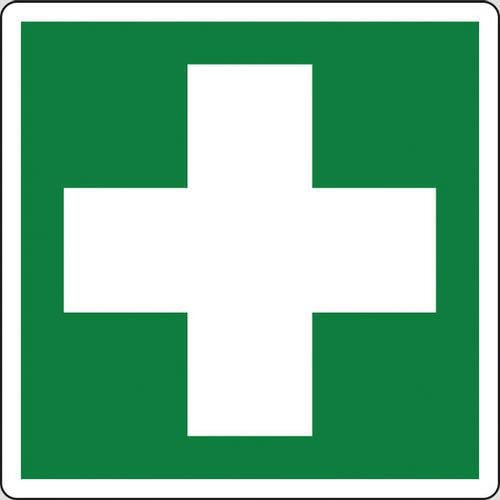 NEW CARTELLO SEGNALETICO QUADRATO - Pronto soccorso - Adesivo Extra Resistente, Pannello in Forex, Pannello In Alluminio (ADESIVO 10 CM)
