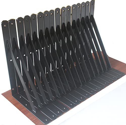 12 Pack L12 x H 8 Black Heavy Duty Shelf Brackets with Screws Metal Shelf Brackets Shelf Support Angle Brackets for Shelves L Brackets Heavy Duty Floating Shelf DIY