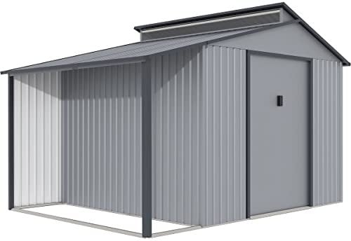 Capanno da Giardino in Metallo con pergola Madras - 9,12 m² - Grigio