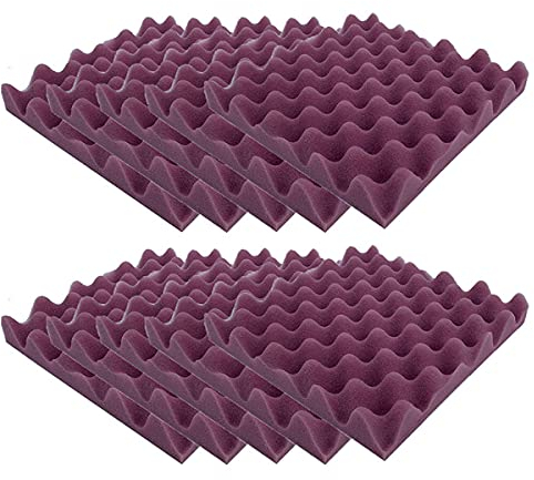 PHONME 40 Stück Akustik Dämmung Noppenschaum Schallschutz Schaumstoff Noppenschaumstoff für Audio TV Studio 25x25x4cm(Color:Violett)