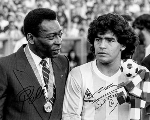 Ikonic Fotohaus Diego Maradona Pele Fußballziegen signiertes Foto Autogramm Druck Wandkunst Heimdekoration