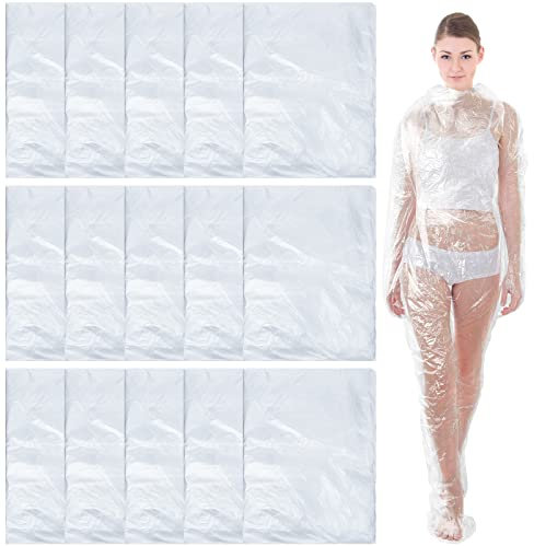 Xtinmee 20 Pcs Disposable Body Wraps PE Sauna Bath Suit Plastic Body Far Infrared Sauna Wrap for Women Men Spa Bathtub Weight Loss Detox, Clear