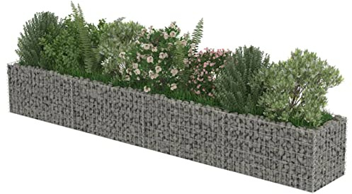 Festnight Gabbioni Metallici, Gabbione Fioriera, Gabbione Letto Rialzato da Giardino in Acciaio 360x50x50 cm