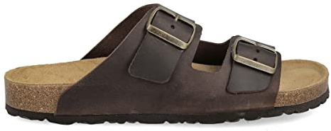 PAYMA - Sandali in Pelle per Uomo Donna Unisex. Due Fibbie. Punta Aperta. Confortevole Infradito. Suola Bio Anatomica. Marrone, nero, pelle.