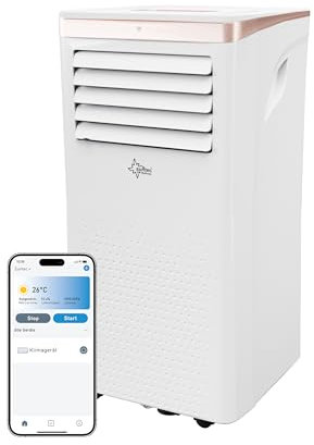 SUNTEC Mobiles Klimagerät Coolfixx 9000 BTU Design rosé App – Klimaanlage mobil und leise mit Smart App Steuerung – Entfeuchter für Räume bis 34 qm – Mobile Kühlung für zuhause – 9.000 BTU
