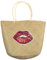 Linnea Sac de Plage Pop Playa Paille de blé tréssée Motif Bouche Sequins