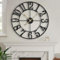HAITANG Modern Large Wall Clocks for Living Room, 60cm / 24 Round Black Metal Silent Non Ticking Battery Operated Arabic Numerals Clock for Farmhouse, Bedroom,Kitchen,Office,Classroom Home Decor