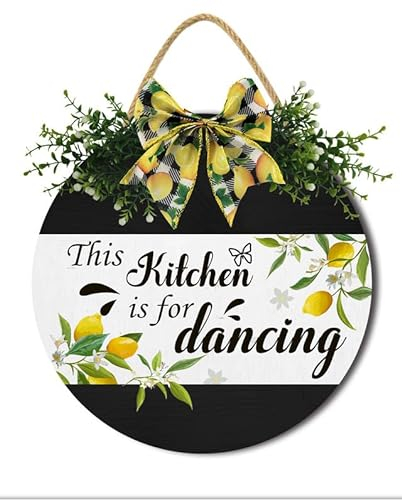 Horienteeon In This Kitchen We Dance Schild – Tanzküchenschild Wanddekoration, lustiges Bauernhaus-Küchenschild, We Dance in This Kitchen Schild, This Kitchen is for Dancing Schild,