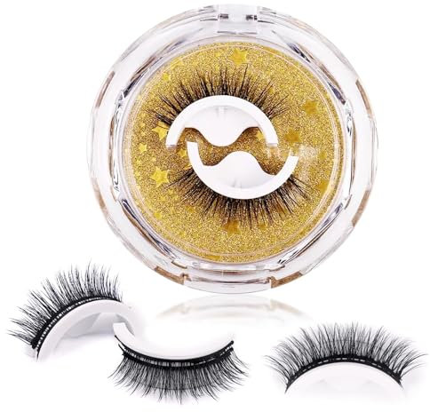 False Eyelashes,1 Pair False Eyelashes Natural,Wispy Eyelashes,Self Adhesive Eyelashes,Reusable 3D Lashes,Self Stick Lashes Reusable Waterproof Natural False Lashes,No Glue/Eyeliner Needed