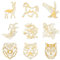 OLYCRAFT 9 Stück 4x4cm Tierthema Aufkleber Orientalischer Drache Aufkleber Selbstklebende Goldene Metallaufkleber Wolf Hirsch Metallaufkleber Für Sammelalben DIY Basteln Telefondekoration