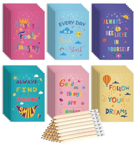 Gifts for Students from Teachers, 36Pack Class Gifts for School Children, End of Year School Leavers Gifts, Funny Motivational Notebooks Notepads Pencils Bulk Prizes for Kids Pupils