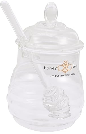 LIFKOME 1 Set Honey Pot Honey Storage Bottles Honey Holder Mini Jars of Honey Crystals Candy Dish Bunk Bed Accessories Clear Container with Lid Small Honey Terrariums Carry Glass re-usable