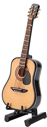 Yosoo Health Gear Miniature Guitar Model, Mini Instrument Ornament, Wooden Mini Guitar with Guitar Stand and Case, Birthday Cake Toppers Decorations Guitars Replica Model Gift for Home Office (10CM)