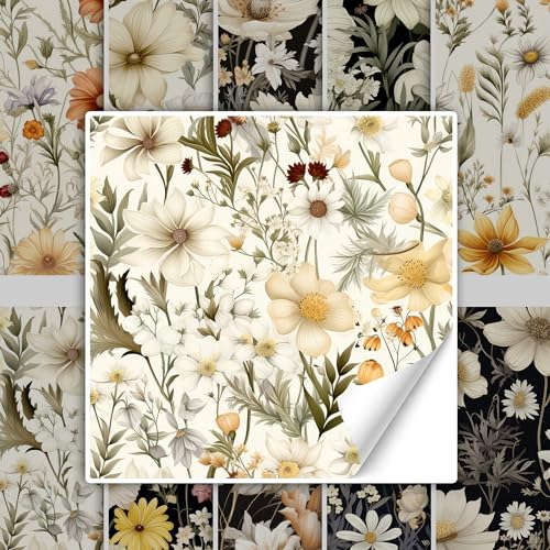 GRAZDesign Fliesenaufkleber Bad & Küche Vintage Blumen Muster, Klebefliesen selbstklebend (10 Stück, 15x15cm)