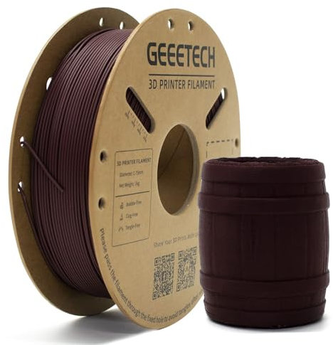 GEEETECH Kohlefaser PLA Filament, CF PLA Filament 1,75 +/- 0,02 mm, 1 kg Spule für 3D-Druck,Ziegelrot,Carbon Fibre pla