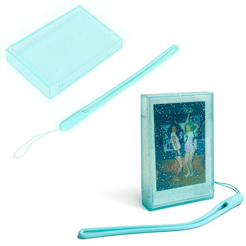 Linpr Étui de Protection Transparent 3 pour Fujifilm Instax Mini 7+/8/9/11/12/40/90/EVO avec 2 Cadres Photo, Boîte de Rangement et Sangle | Accessoires Compatible Mini 11/12/EVO (Flash Vert)