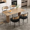 Merax Esszimmerstühle 4er Set, Moderner Küchenstühle mit Rattan Rückenlehne, Essstühle mit Vier Stützbeinen aus Metall, Samt, Schwarz