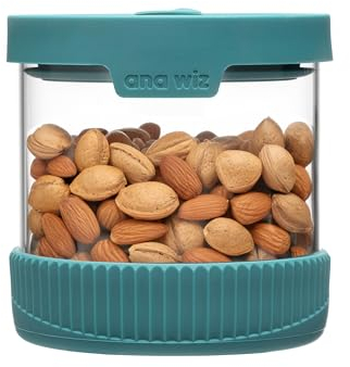ana wiz Bocal de rangement empilable en verre, avec grille d'aération hermétique et base en silicone, quatre tailles et deux options de couleur, parfaite organisation de la cuisine (bleu sarcelle, 500