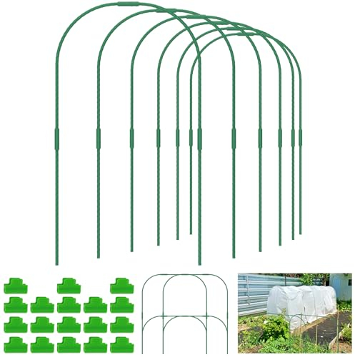 60PCS Greenhouse Hoops for Raised Beds, Garden Hoops for Netting Tunnel with Clips Detachable Support Hoops DIY Multipurpose, Garden Tunnel Hoops for Row Cover Frame Tunnel Hoop Grow Tunnel Frame