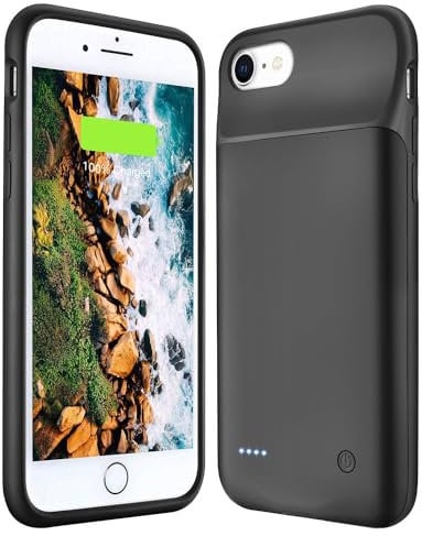Battery Case for iPhone 8/SE2020/7/6/6s Upgraded Slim Portable Charging Case Rechargeable Black