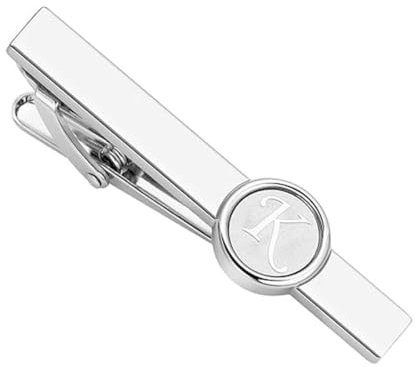 Pinces à cravate, Pince à cravate avec initiale K, Acier Inoxydable Pince à Cravate avec lettre de l'alphabet, Pince à Cravate Personnalisée Skinny, pour Homme, Affaires, Marié, Mariage, Argent