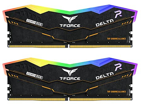 TEAMGROUP T-Force Delta TUF Gaming Alliance RGB DDR5 RAM 32GB (2x16GB) 6400MHz PC5-51200 CL40 Intel XMP 3.0 & AMD Expo kompatibles Desktop-Speichermodul RAM Schwarz FF5D532G6400HC40BDC01