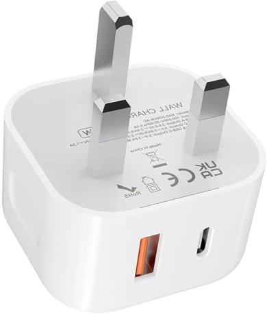 USB C Plug, 20W USB C and USB Wall Charger, Dual Port Fast Charging Type C Adapter Compatible with iPhone 15/15 Pro/15 Pro Max/14/14 Pro/13/13 Mini/12/12 Pro Max,iPad Etc