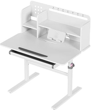 MARK ADLER Study 5.0 Ergonomischer Kinderschreibtisch, Höhenverstellbar, Neigbare Tischplatte, Modernes Design, Integrierte Aufbewahrung, Ideal zum Lernen und Kreativsein, Für wachsende Kinder, Grau