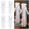 SMTCM 4er-Set Hochzeitsschleifen mit Tüllschwänzen Weiß Lange Stuhlschleifen Tüll Hochzeitsgang Dekorationen Kirchenbänke Geschenkschleife Hochzeitsdeko Autoschleifen Große Schleife für Brautparty