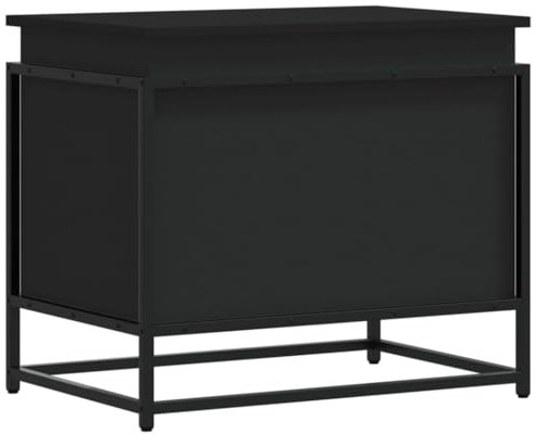 vidaXL Aufbewahrungsbox mit Deckel, Spielzeugkiste mit Metallgestell, Auflagenbox für Kleidung Spielsachen, Kissenbox, Schwarz Holzwerkstoff