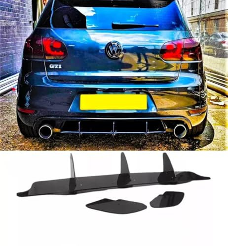 For Auto Perfectionists UK Rear Blade Style Diffuser and Side Splitters Compatible With VW Golf MK6 GTI 2008-2013 ABS Gloss Black