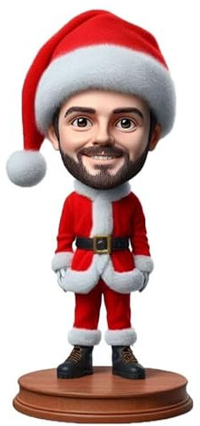 mydedor Wackelkopf mit Wackelkopf, Mann im roten Anzug, Wackelkopf-Figuren, handgefertigt, personalisierbar, Skulptur für Mann