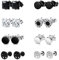 APMGONT 8 Paar Männer Ohrringe Edelstahl Ohrringe Set für Herren Baum des Lebens Ohrstecker Zirkonia Creolen Ohrstecker Creolen Ohrringe Herren Ohrringe Silber/Schwarz Ohrringe für Mehrere Jungen