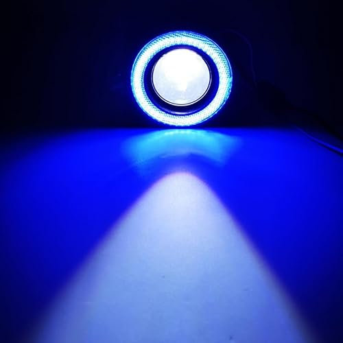 Angel Eyes,Luces Led Angel Eyes 2 UNIDS 12V Luces de conducción universal Blanco Azul Rosa amarillo verde Ángel rojo ojos Lámpara de niebla 2.5 3.0 3.5 64mm 76mm 89m(Blue Ring,2.5inch (64mm))