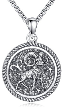 URONE Widder Kette 925 Sterling Silber Widder Anhänger und Kette Sternzeichen Halskette Sternzeichen Schmuck Geburtstag Geschenke für Frauen Männer