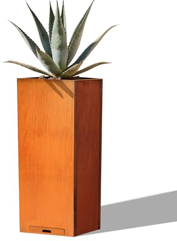 Greens Word Corten Pflanzkasten aus Stahl mit schnelltransparenten Abflüssen und Tablett, 76,2 cm hoch, rechteckig, Metall-Pflanzgefäß, Industrie- und Wohn-Übertopf für Outdoor/Indoor, Geburtstag