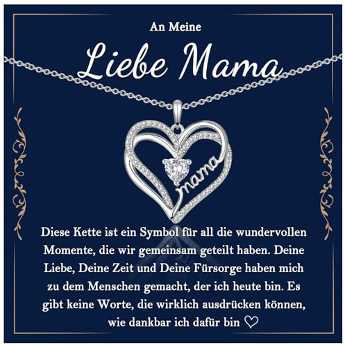 EYQV Mama Geschenk, Mama Kette mit Gravur, Halskette Geschenke für Mama, Muttertagsgeschenk für Mutter, Beste Mama Geschenk von Tochter Sohn zum Geburtstag Muttertag Geschenkideen Weihnachten