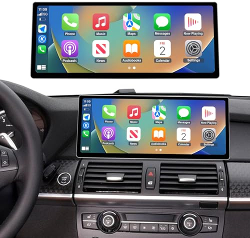 Ninetom 12,3 Zoll Touchscreen-Autoradio für BMW X5/X6 E70 E71 2011–2013 mit CIC-System, unterstützt Apple Carplay/Android Auto/Mirrorlink/GPS-Navigation, Upgrade des Auto-Stereo-Displays