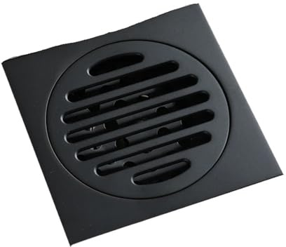 Abflussgitter 10 x 10 cm Bodenabläufe, Schwarz/Chrom, Messing, Dusche, Bodenablauf, Badezimmer, Deodorant, quadratisch, Bodenablauf, Sieb, Abdeckung, Rost, Abfall(Black)