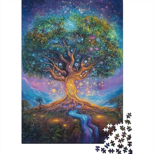 Arbre généalogique,Puzzles pour Adultes 38x26cm/1000pcs,Jeux De Défi Rivière holographique