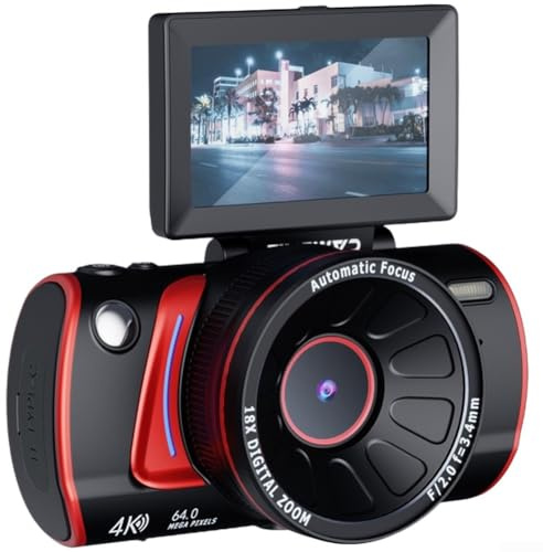 Digitalkamera mit WLAN, 4K HD Autofokus Vlogging-Kamera mit 3 Zoll 180° Flipscreen, für Jugendliche, Anfänger, Erwachsene für Outdoor-Vlogs(Schwarz)