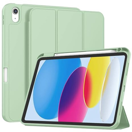 Techsuit für iPad 10 2022 und iPad 11 2025 Hülle mit Stifthalter, Dreifach Ständer, Schlankem Design, Auto Sleep Wake, Präzisen Aussparungen, Flex Trifold Series, Matcha Grün