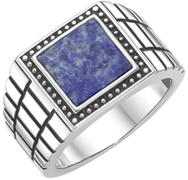 Giorgio Martello Milano Ring Siegelring mit blauer Lapis-Einlage, Silber 925