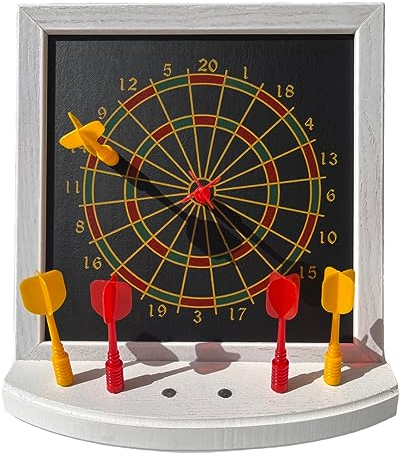 Karella Mini Magnet Dartboard, Doppelseitige magnetische Zielscheibe, Dartspiel für Kinder und Familie, sicheres Dart Spielzeug, kleine Dartscheibe, Geschenk, Partyspiel, inklusive 6 Mini Magnet Darts