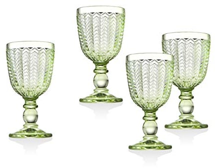 Godinger Twill White Wine Goblet Beverage Glass Cup Emerald Green - Set of 4
