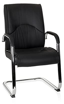 hjh OFFICE 706813 Besucherstuhl Freischwinger SOVRANO V Kunstleder Schwarz/Chrom Konferenzstuhl ergonomisch geformt
